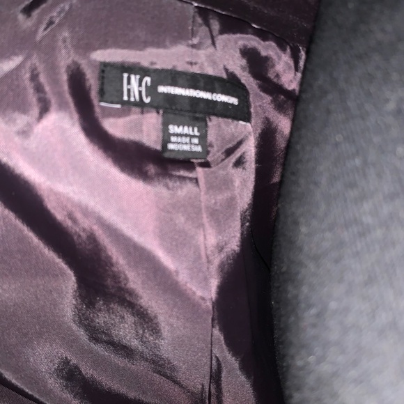 INC Womens Jacket Velvet Blazer Single Button Charcoal Sz: SmNEW $89 - Picture 2 of 8